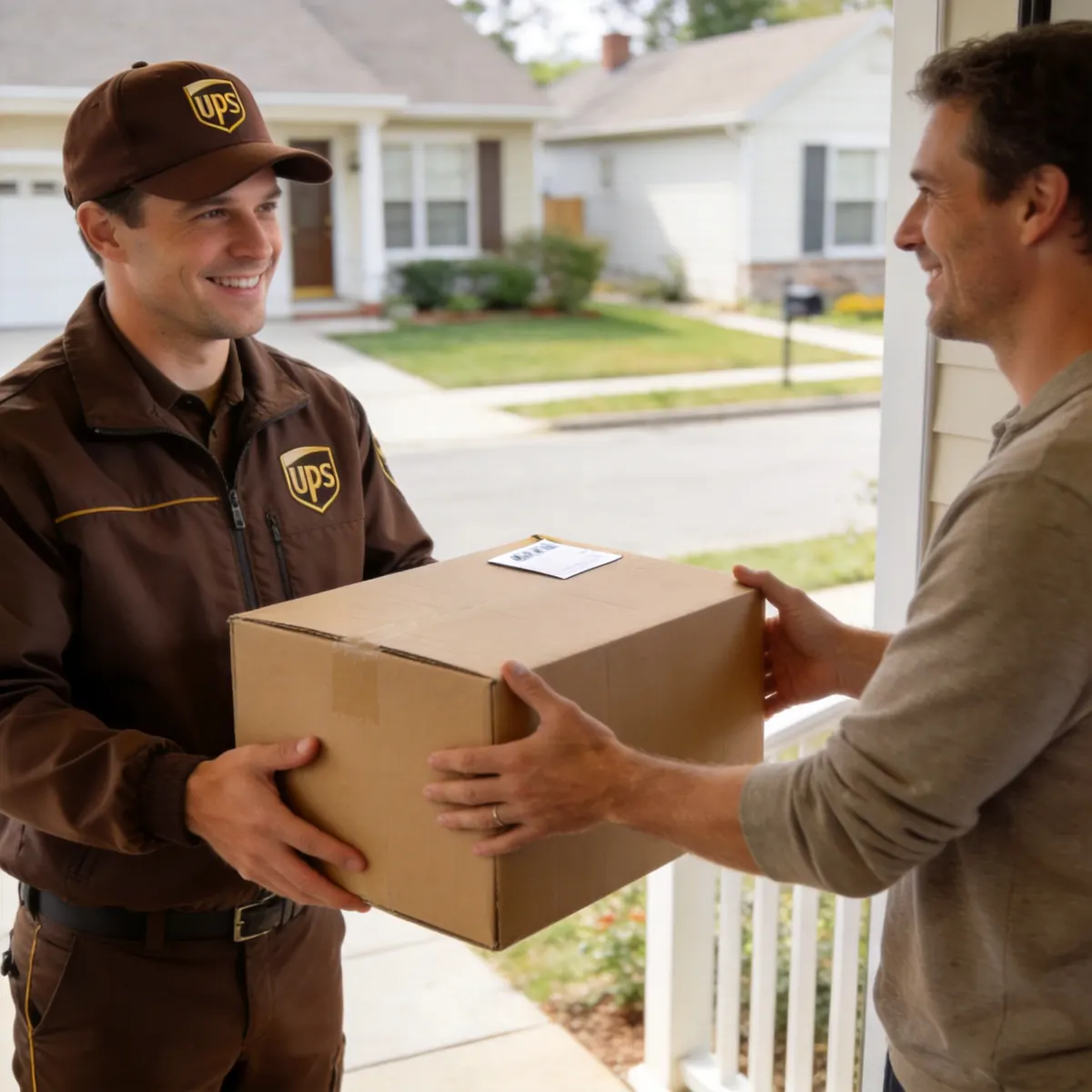 Package delivered to customer door with UPS delivery
