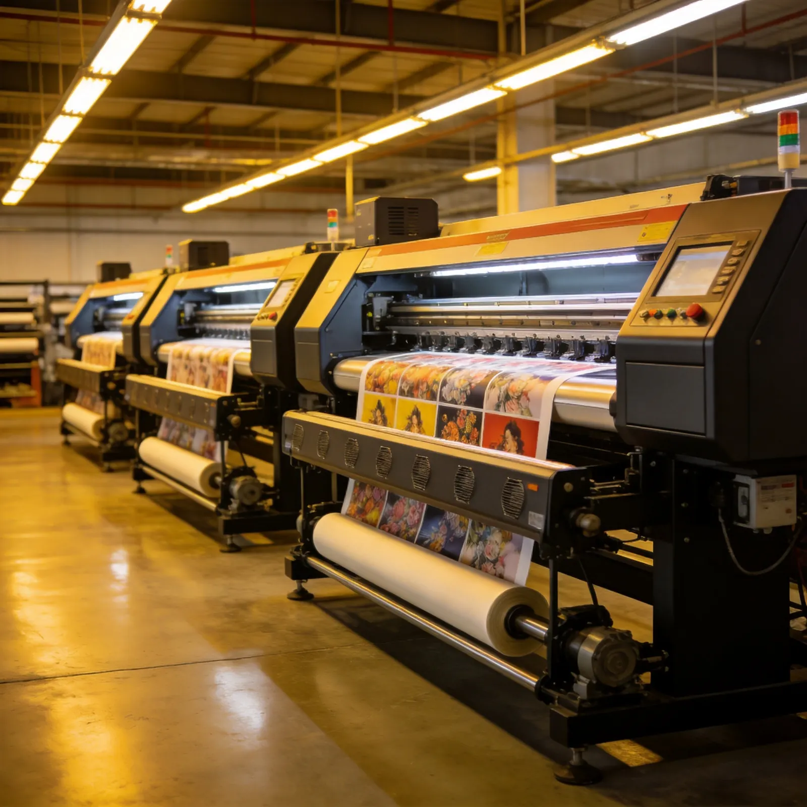 Row of sublimation printers in our Yiwu factory