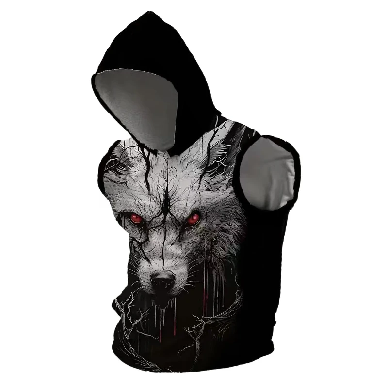 Custom All-Over Print Mens Loose Sleeveless Hoodie 320GSM thumbnail 4