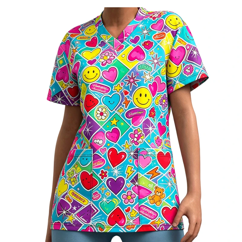 Custom All-Over Print Medical & Healthcare Scrubs T-Shirt thumbnail 2