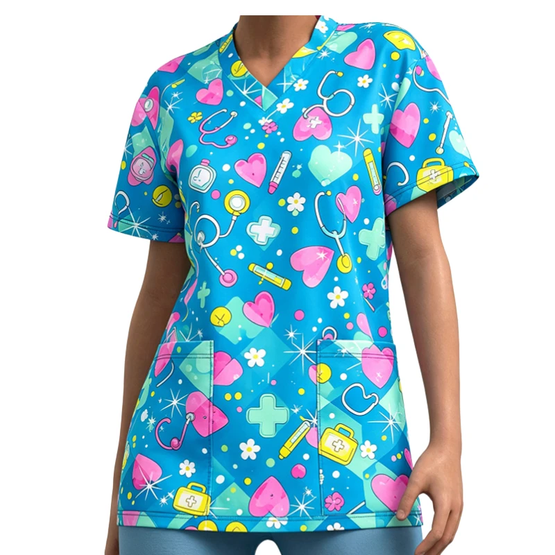 Custom All-Over Print Medical & Healthcare Scrubs T-Shirt thumbnail 11