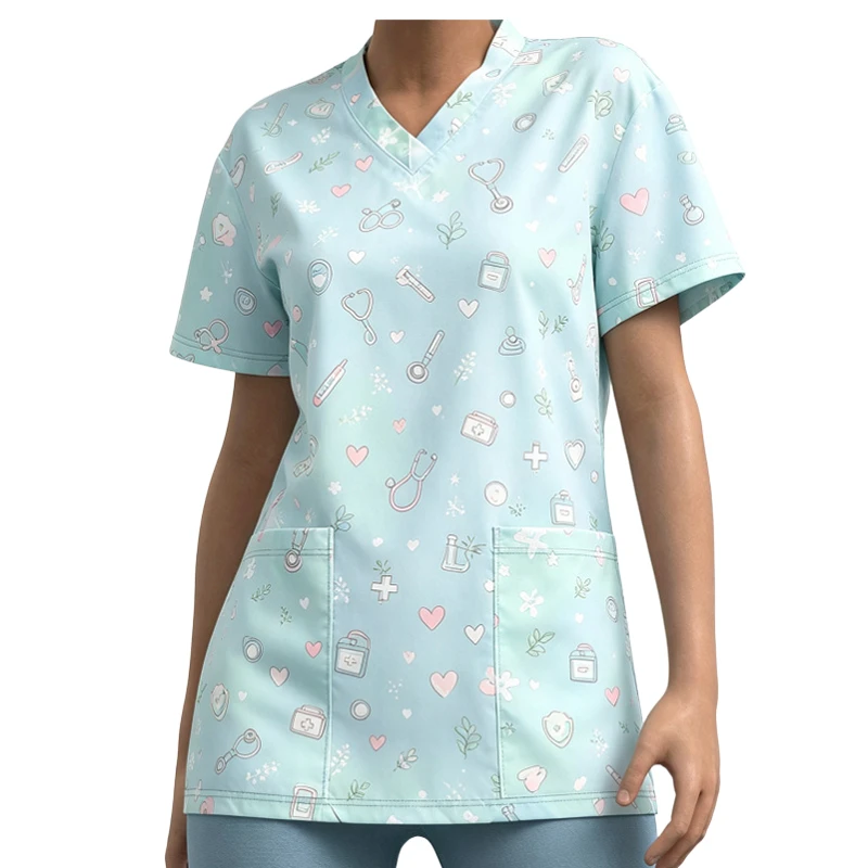 Custom All-Over Print Medical & Healthcare Scrubs T-Shirt thumbnail 3